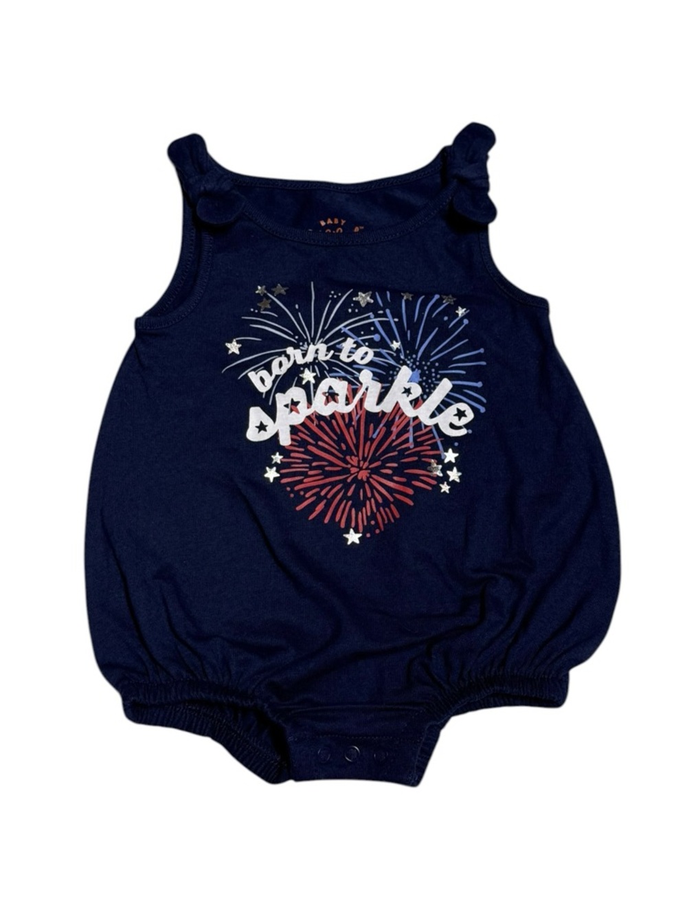 Cat & Jack Baby Girl Navy Romper Size 0-3 Months Patriotic Little Sparkle Romper